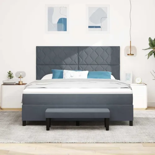 Box spring krevet Tamno siva 200 x 180 cm Baršun - Tamno siva 180 x 200 cm Dizajn s rombovima Cijena