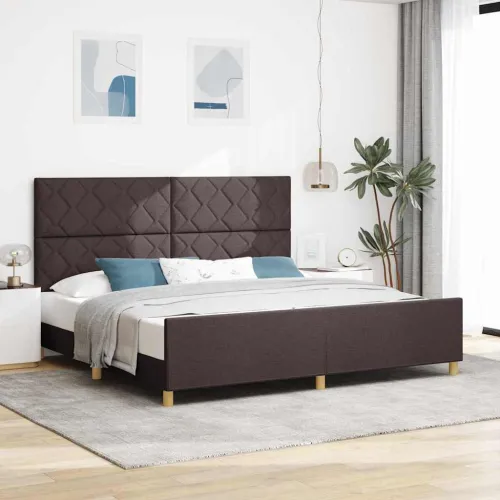 Okvir za krevet Tamno smeđa 200 x 200 cm tkanina - Tamno smeđa 200 x 200 cm Dizajn s rombovima Cijena