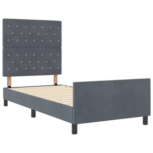 Box spring krevet Tamno siva 90 x 200 cm Baršun - Tamno siva 90 x 200 cm Kristal s dugmadima Cijena
