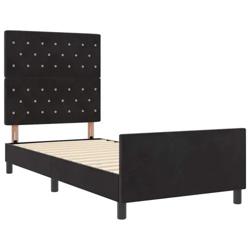 Box spring krevet s uzglavljem Crna 100 x 200 cm Baršun - Crna 100 x 200 cm Kristal s dugmadima Cijena