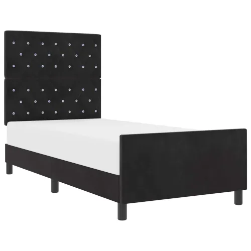 Box spring krevet s uzglavljem Crna 100 x 200 cm Baršun - Crna 100 x 200 cm Kristal s dugmadima Cijena