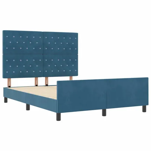 Box spring krevet Tamno plava 140 x 200 cm Baršun - Tamno plava 140 x 200 cm Kristal s dugmadima Cijena