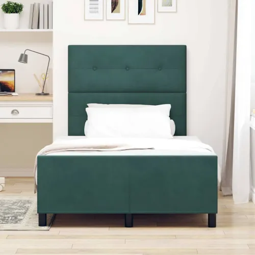 Box spring krevet Tamnozelena 120 x 190 cm Baršun - Tamnozelena 120 x 190 cm Prošiveno gumbima Cijena