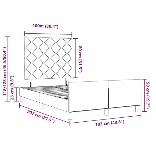Box spring krevet Tamno siva 100 x 200 cm Baršun - Tamno siva 100 x 200 cm Dizajn s rombovima Cijena