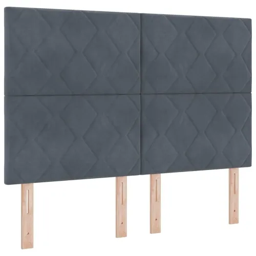 Box spring krevet Tamno siva 140 x 200 cm Baršun - Tamno siva 140 x 200 cm Dizajn s rombovima Cijena
