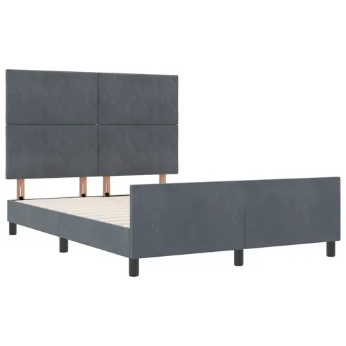 Box spring krevet Tamno siva 140 x 200 cm Baršun - Tamno siva 140 x 200 cm Dizajn s rombovima Cijena