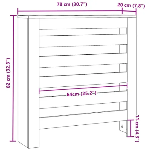 Pokrivač radijatora Crni hrast 78 x 20 x 82 cm - Crni hrast 78 x 20 x 82 cm vodoravne letvice Cijena