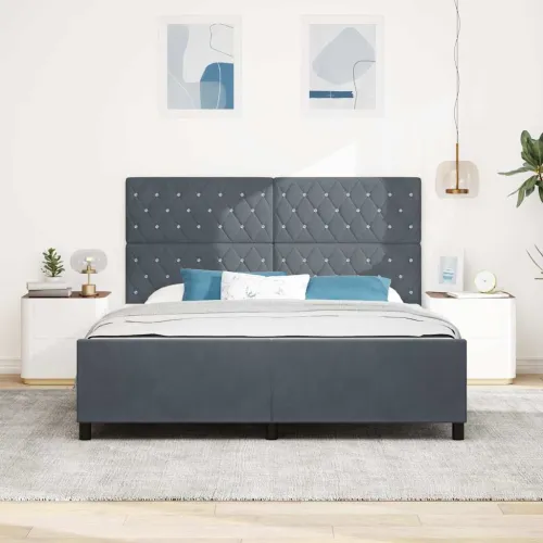 Box spring krevet Tamno siva 180 x 200 cm Baršun - Tamno siva 180 x 200 cm Kristal s dugmadima Cijena