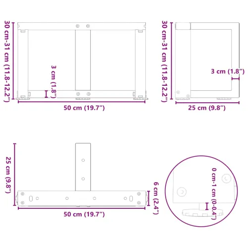 Noge za klub stolić T-oblika 2 kom Bijele 50x25x(30-31) cm Čelik - Bijela 50 x 25 x (30-31) cm Cijena
