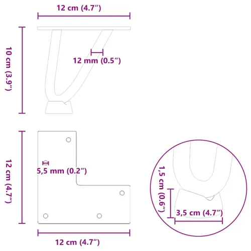 Noge s ukosnicama za stolić za kavu 4 kom. Prirodni čelik 10 cm Puni čelik - Prirodna 10 cm 2 rods Cijena