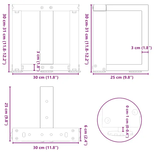 Noge za klub stolić T-oblika 2 kom Bijele 30x25x(30-31) cm Čelik - Bijela 30 x 25 x (30-31) cm Cijena