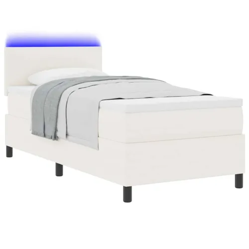 LED Box Spring Krevet s uzglavljem Krema i bijela 100 x 200 cm - Krema 100 x 200 cm Nizak uzglavlju Cijena