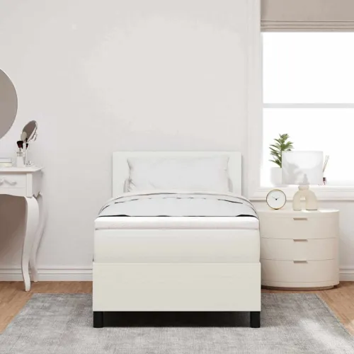 LED Box Spring Krevet s uzglavljem Krema i bijela 100 x 200 cm - Krema 100 x 200 cm Nizak uzglavlju Cijena
