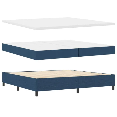 Box spring krevet s uzglavljem Plava 200 x 200 cm tkanina - Plava 200 x 200 cm Dizajn s rombovima Cijena
