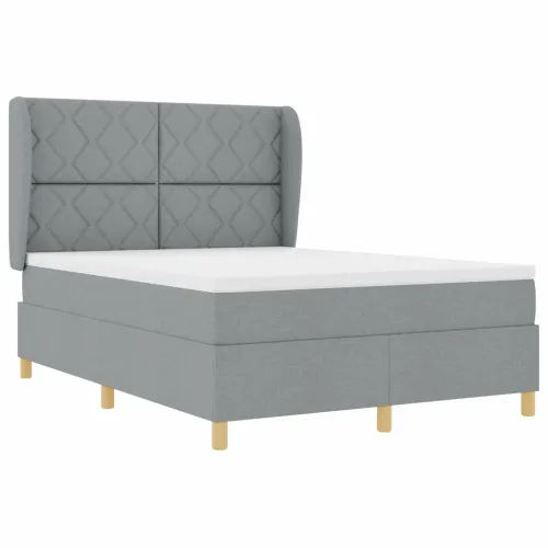 Box spring krevet Svijetlo siva 200 x 160 cm tkanina - Svjetlosiva 160 x 200 cm Dizajn s rombovima Cijena