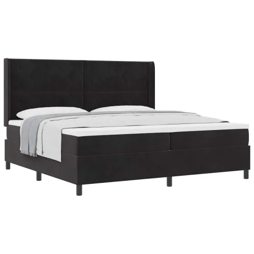 Box spring krevet s uzglavljem Crna 200 x 200 cm Baršun - Crna 200 x 200 cm Dizajn s rombovima Cijena