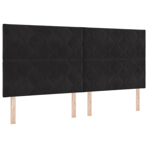 Box spring krevet s uzglavljem Crna 200 x 200 cm Baršun - Crna 200 x 200 cm Dizajn s rombovima Cijena