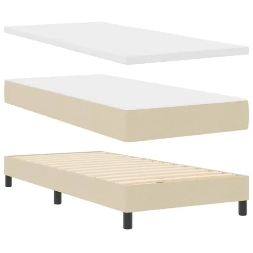 Box spring krevet s jastukom Krema 100 x 200 cm tkanina - Krema 100 x 200 cm Dizajn s rombovima Cijena