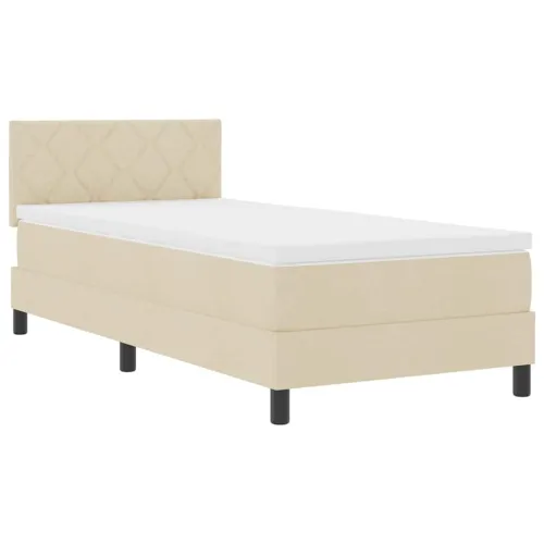 Box spring krevet s jastukom Krema 100 x 200 cm tkanina - Krema 100 x 200 cm Dizajn s rombovima Cijena