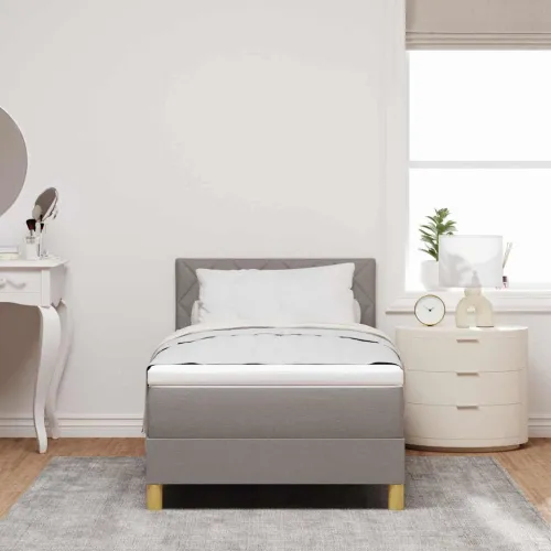 LED Box Spring Krevet Sivo-smeđa 90 x 190 cm tkanina - Sivo-smeđa 90 x 190 cm Dizajn s rombovima Cijena