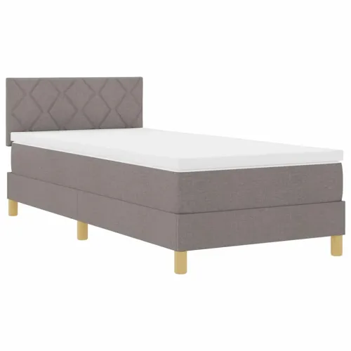 LED Box Spring Krevet Sivo-smeđa 90 x 190 cm tkanina - Sivo-smeđa 90 x 190 cm Dizajn s rombovima Cijena