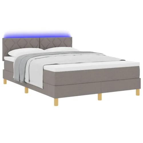 LED Box Spring Krevet Sivo-smeđa 160 x 200 cm tkanina - Sivo-smeđa 160 x 200 cm Dizajn s rombovima Cijena