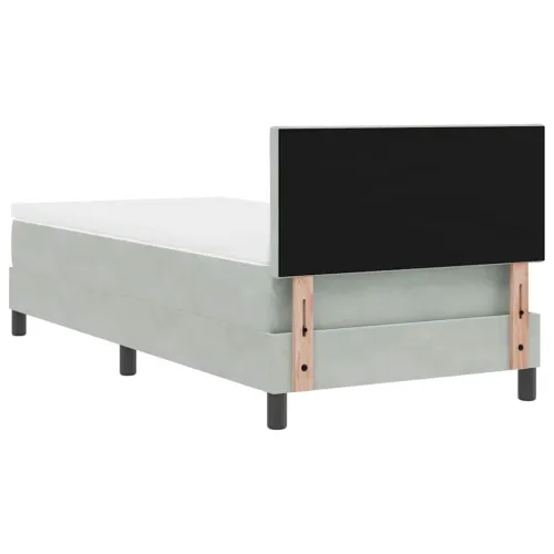 LED Box Spring Krevet Svijetlo siva 100 x 200 cm Baršun - Svjetlosiva 100 x 200 cm Dizajn s rombovima Cijena