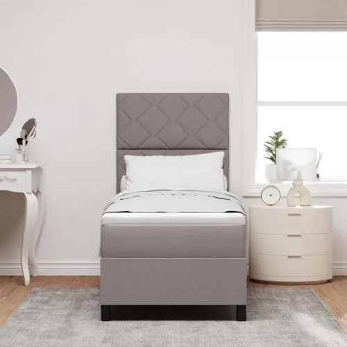 Box spring krevet Sivo-smeđa 80 x 200 cm tkanina - Sivo-smeđa 80 x 200 cm Dizajn s rombovima Cijena