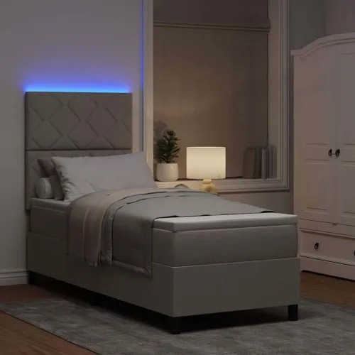 Box spring krevet Sivo-smeđa 80 x 200 cm tkanina - Sivo-smeđa 80 x 200 cm Dizajn s rombovima Cijena