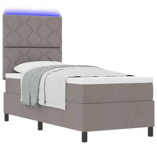 Box spring krevet Sivo-smeđa 80 x 200 cm tkanina - Sivo-smeđa 80 x 200 cm Dizajn s rombovima Cijena