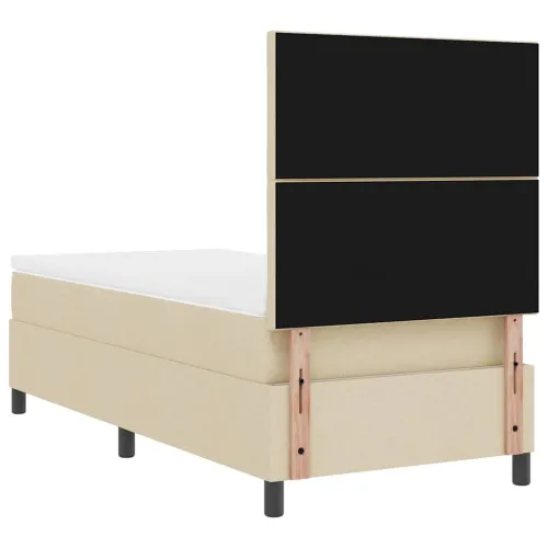 Box spring krevet s LED trakama Krema 100 x 200 cm tkanina - Krema 100 x 200 cm Dizajn s rombovima Cijena