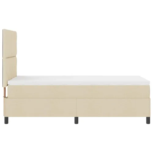 Box spring krevet s LED trakama Krema 100 x 200 cm tkanina - Krema 100 x 200 cm Dizajn s rombovima Cijena