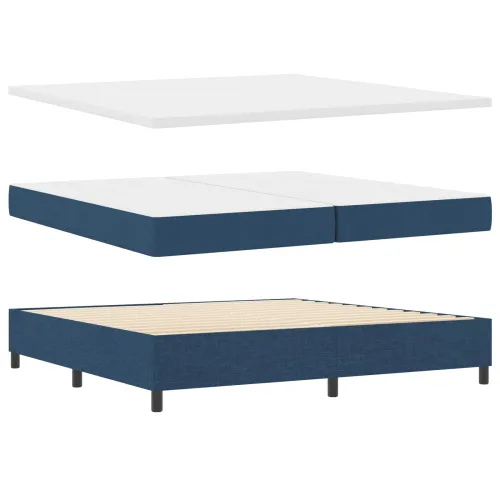 Box spring krevet s LED trakama Plava 200 x 200 cm tkanina - Plava 200 x 200 cm Dizajn s rombovima Cijena