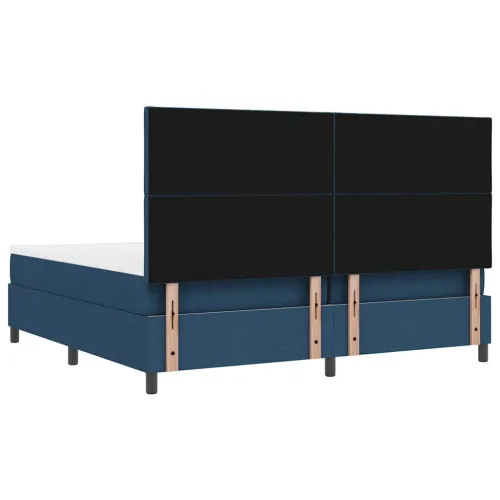 Box spring krevet s LED trakama Plava 200 x 200 cm tkanina - Plava 200 x 200 cm Dizajn s rombovima Cijena