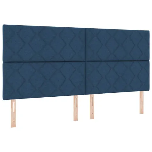 Box spring krevet s LED trakama Plava 200 x 200 cm tkanina - Plava 200 x 200 cm Dizajn s rombovima Cijena