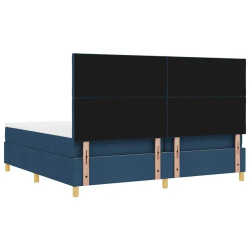 LED Box Spring Krevet s uzglavljem Plava 200 x 200 cm tkanina - Plava 200 x 200 cm Dizajn s rombovima Cijena