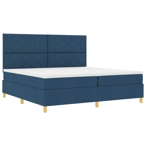 LED Box Spring Krevet s uzglavljem Plava 200 x 200 cm tkanina - Plava 200 x 200 cm Dizajn s rombovima Cijena