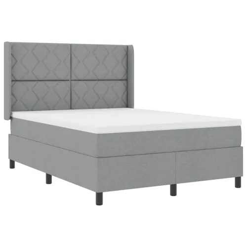 LED Box Spring Krevet Svijetlo siva 160 x 200 cm tkanina - Svjetlosiva 160 x 200 cm Dizajn s rombovima Cijena
