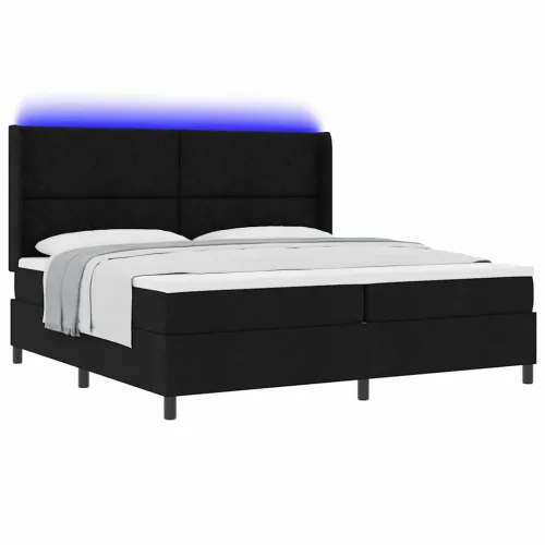 LED Box Spring Krevet s uzglavljem Crna 200 x 200 cm tkanina - Crna 200 x 200 cm Dizajn s rombovima Cijena