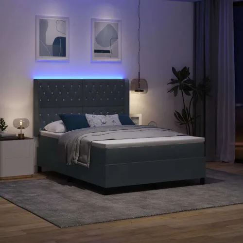 Box spring krevet Tamno siva 140 x 190 cm Baršun - Tamno siva 140 x 190 cm Kristal s dugmadima Cijena