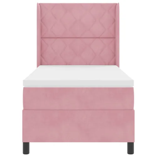 Box spring krevet Ružičasta 90 x 190 cm Baršun - Ružičasta 90 x 190 cm Dizajn s rombovima Cijena