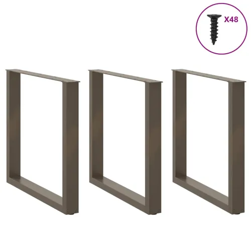 Noge za blagovaonski stol U-oblik 3 kom Prirodni čelik 90 x (72-73) cm Čelik - Prirodna 90 x (72-73) cm 3 Cijena