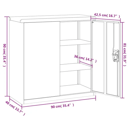Uredski ormar s 2 vrata sivi 90 cm čelični - Svjetlosiva 90 x 40 x 90 cm 1 Cijena