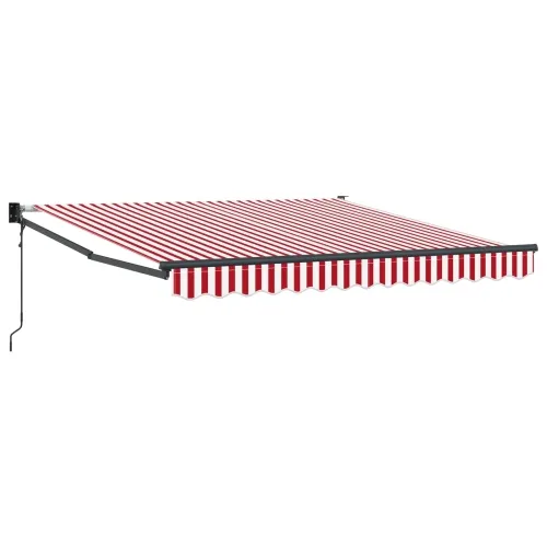 Povlačiva tenda Crvena i bijela 300 x 250 cm Poliester i metal - Crvena i bijela 3 x 2,5 m s antracitnim okvirom Cijena