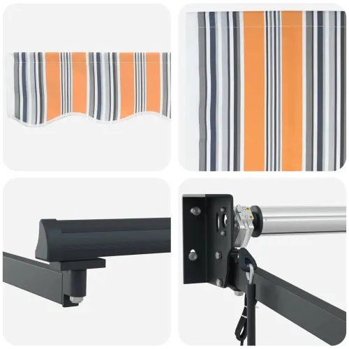Povlačiva tenda Šareni 350 x 250 cm Poliester i metal - Narančasto/sivo/plavo/bijelo 3,5 x 2,5 m s antracitnim okvirom Cijena