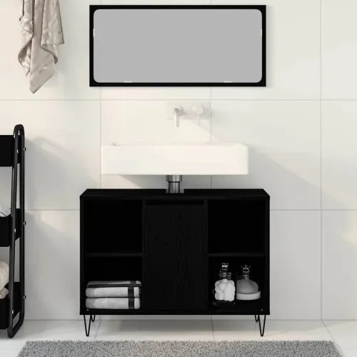 Kupaonski ormar Crna 80 x 33 x 60 cm Konstruirano drvo - Crni hrast Cijena
