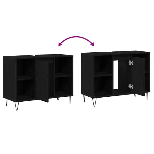 Kupaonski ormar Crna 80 x 33 x 60 cm Konstruirano drvo - Crni hrast Cijena