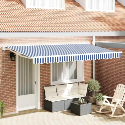 Zamjensko platno za tendu za 4x2 m Plavo-bijele pruge Poliester - Plava i bijela 4 x 2 m Cijena