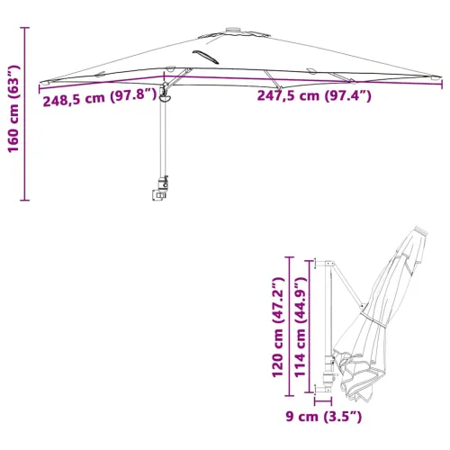 Vrtni suncobran Pijesak 248,5 x 247,5 x 160 cm - Pijesak Cijena