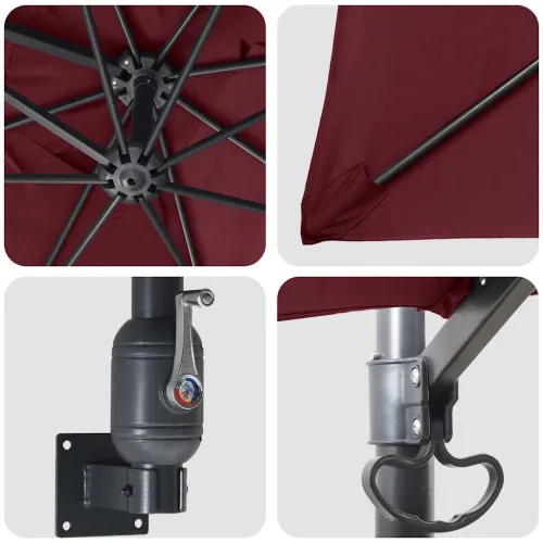 Vrtni suncobran Bordeaux Crvena 248,5 x 247,5 x 160 cm - Bordo crvena Cijena